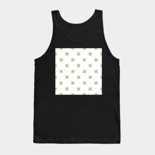 Diamond pattern on a white background with interlocking olive green motif. A simple and classy, no fuss design. Tank Top